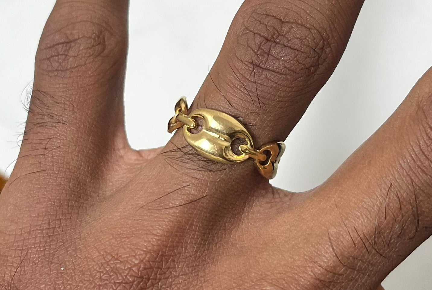 Bold and Bling: Gold-Tone Chain Ring