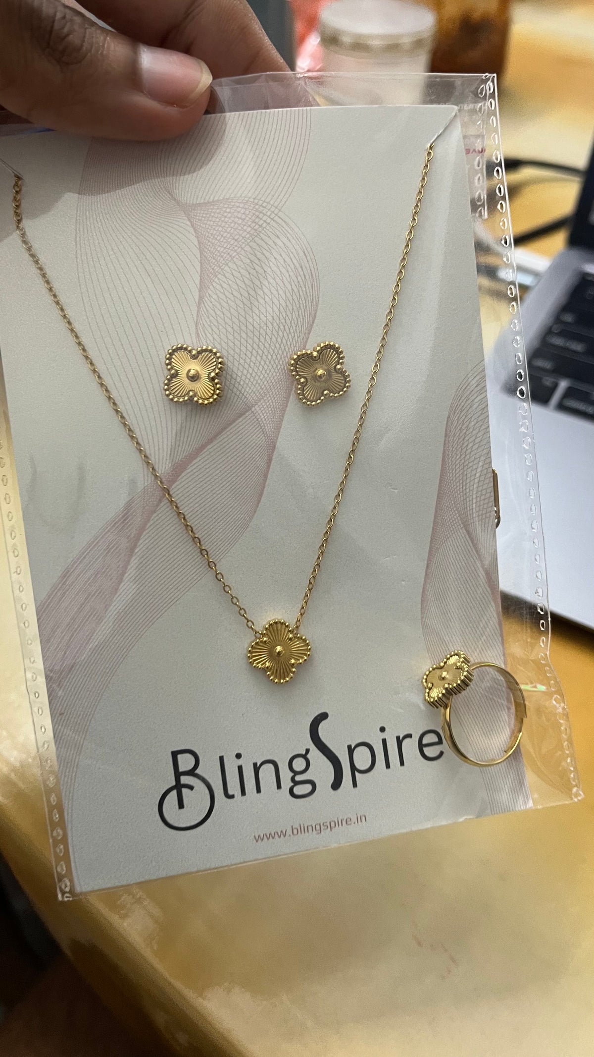 Golden Clover Charm Trio