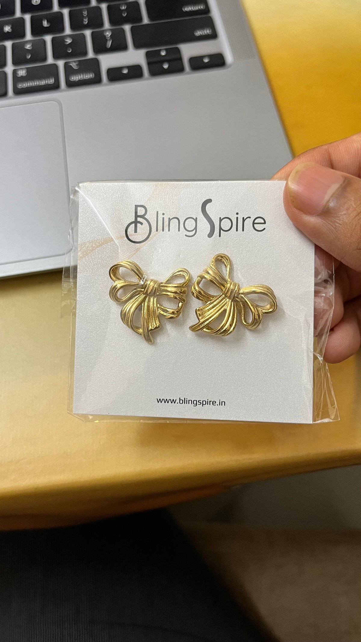 Golden Bow Stud Earrings