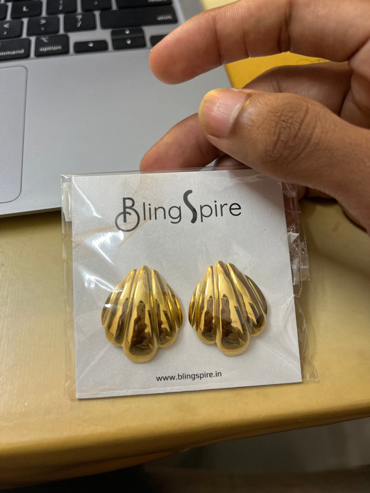 Golden Seashell Studs