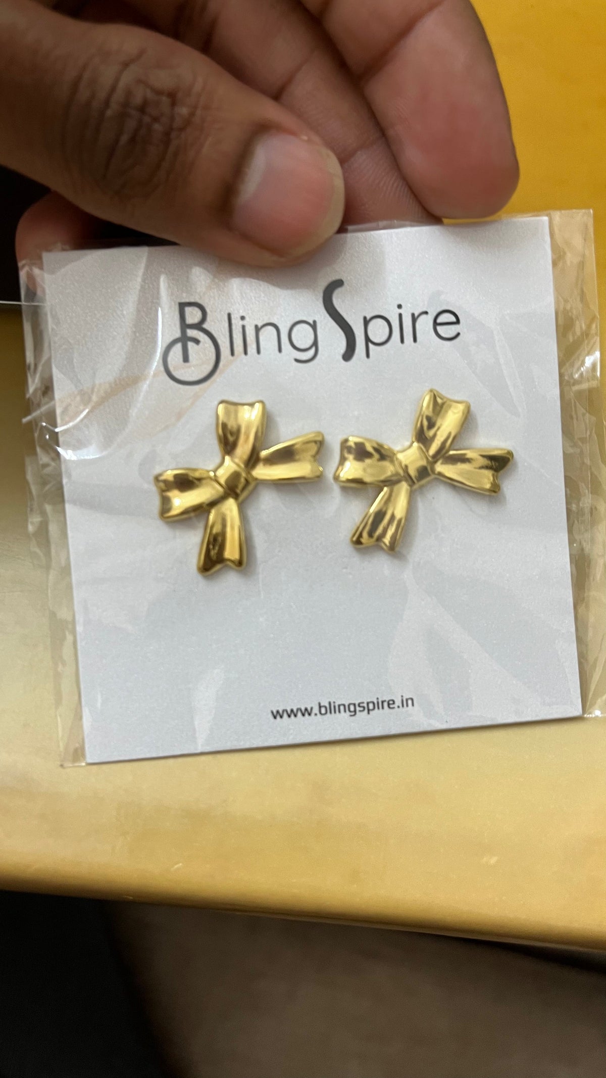 Golden Bowknot Studs