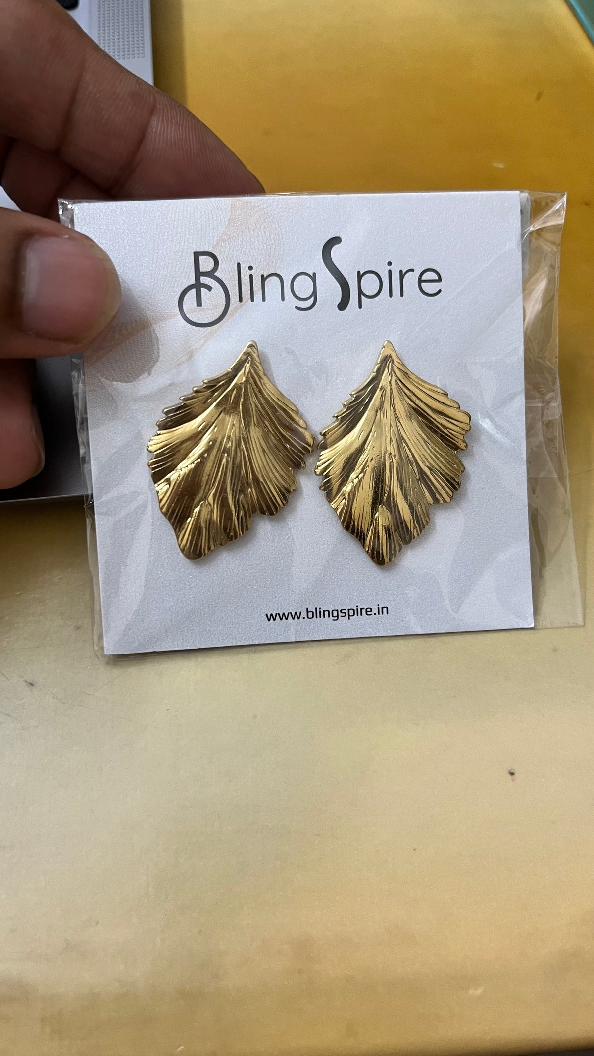 Golden Leaf Stud Earrings