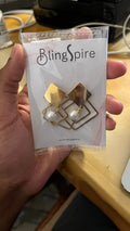 Square Statement Earrings with Pearl Accents