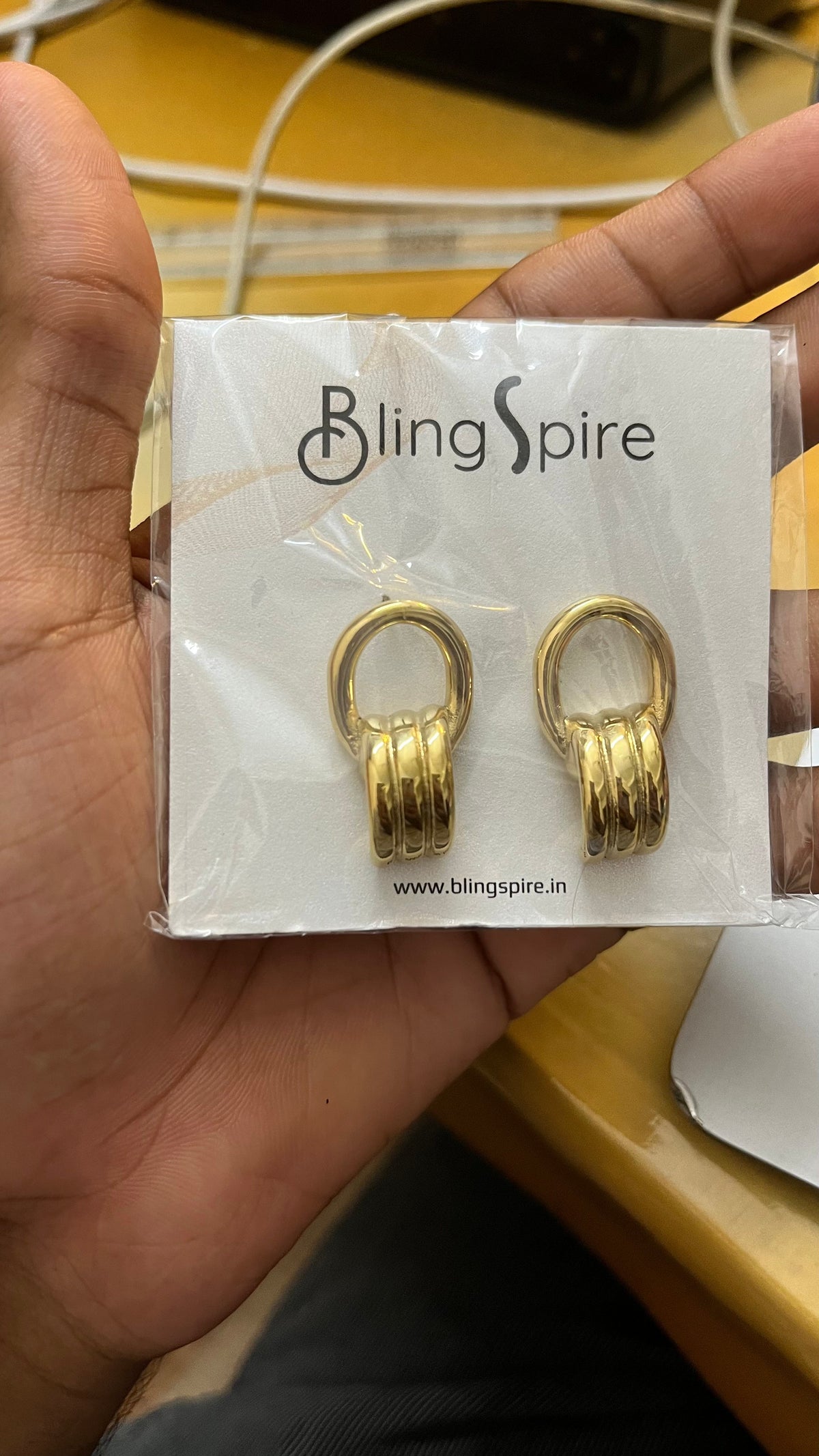 Golden Grooved Stud Earrings