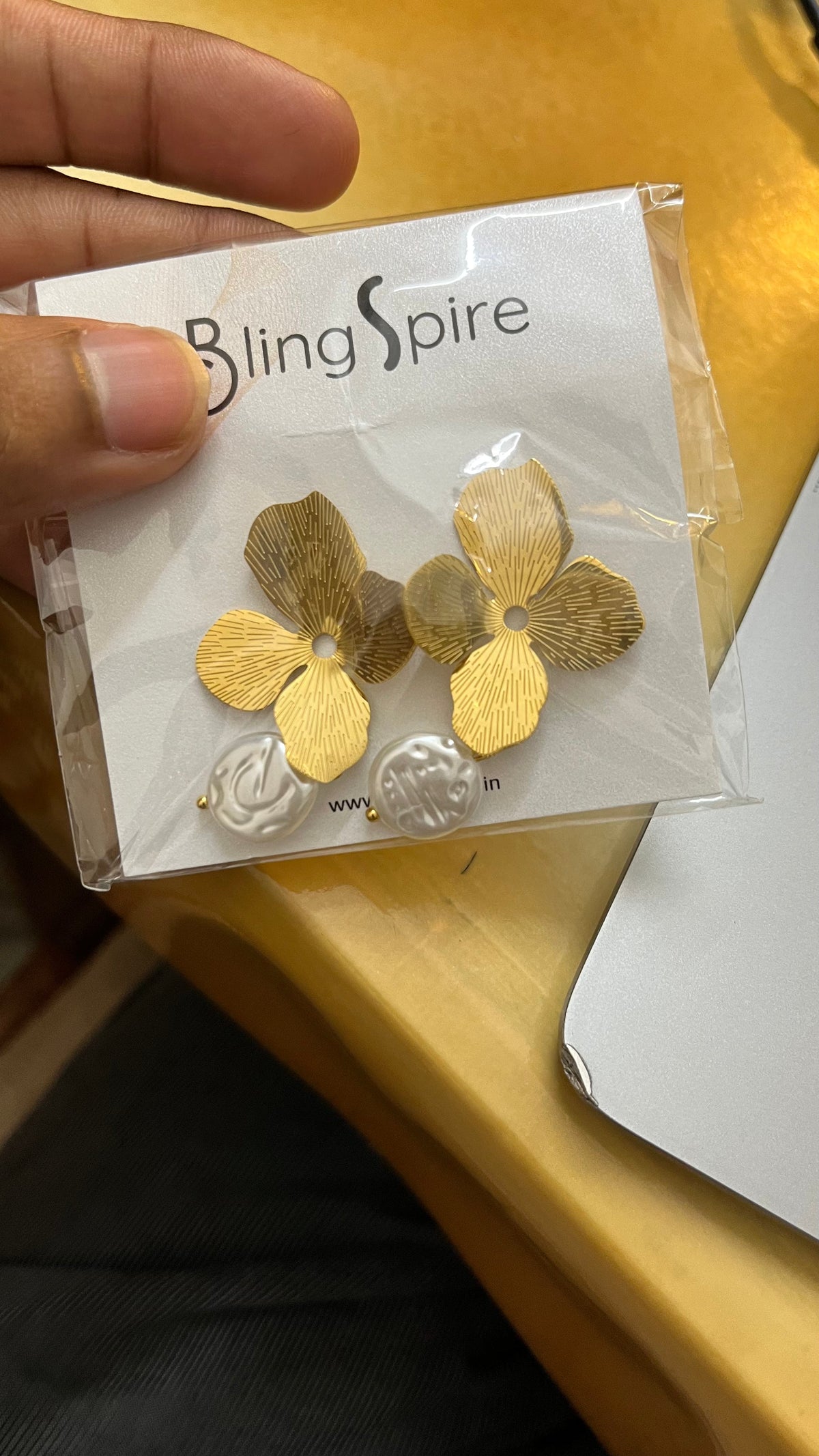 Golden Floral Statement Earrings