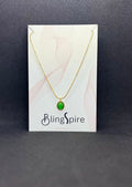 Emerald Green Oval Pendant Necklace