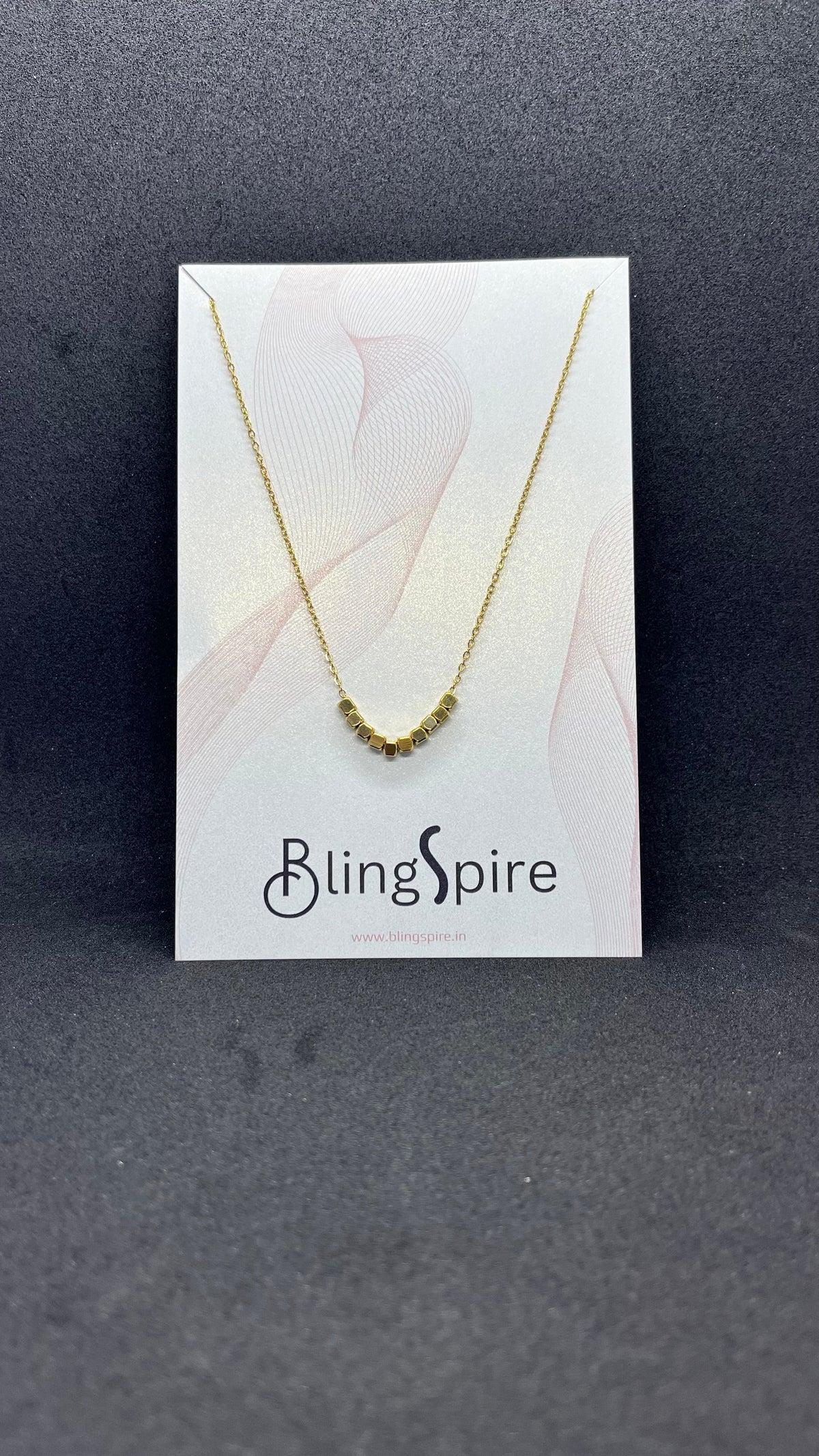 Gold-Tone Geometric Cube Necklace