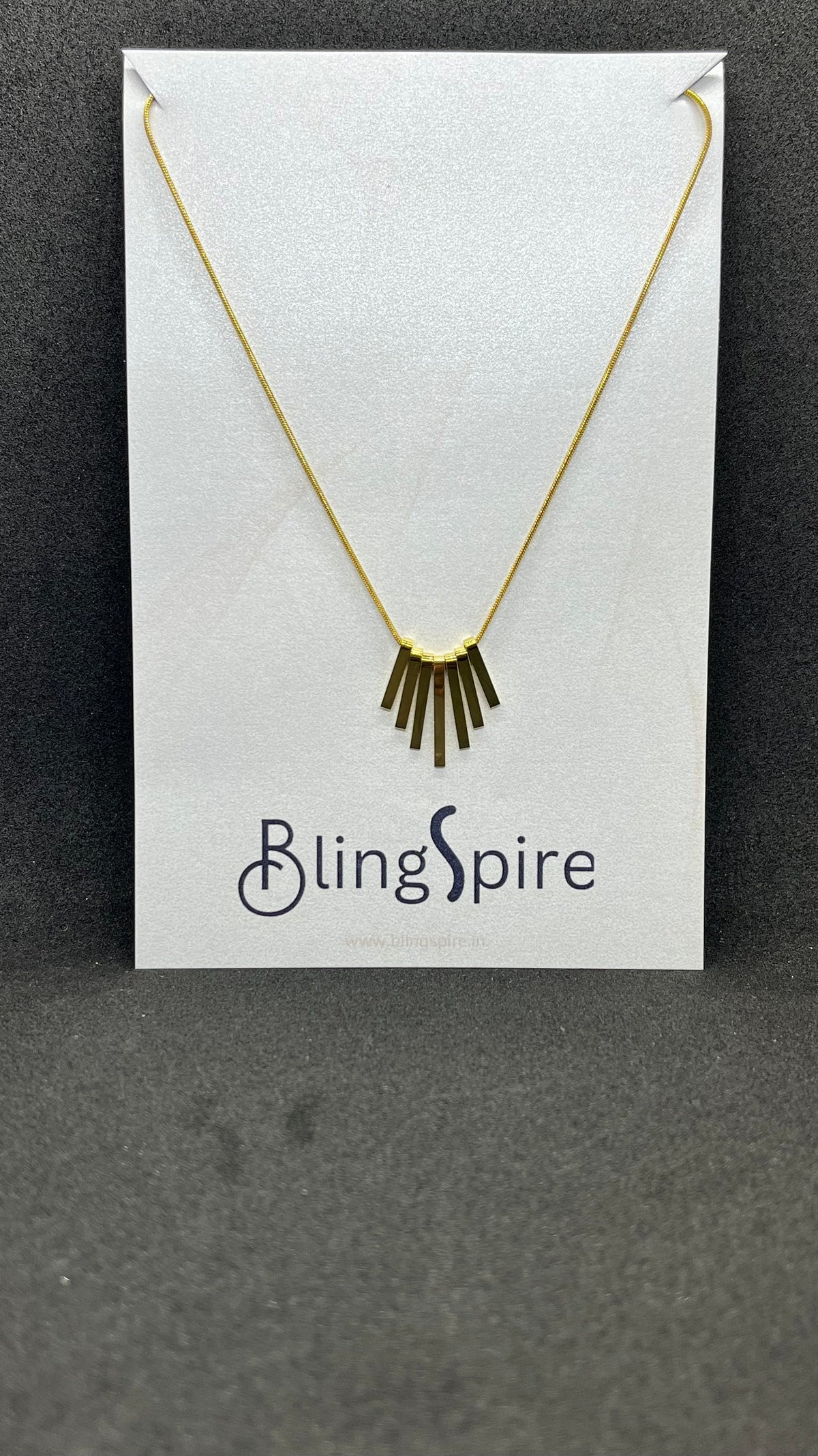 BlingSpire Gold-Tone Vertical Bar Pendant Necklace