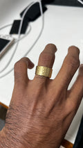 Textured Elegance: Gold-Tone Hammered Ring