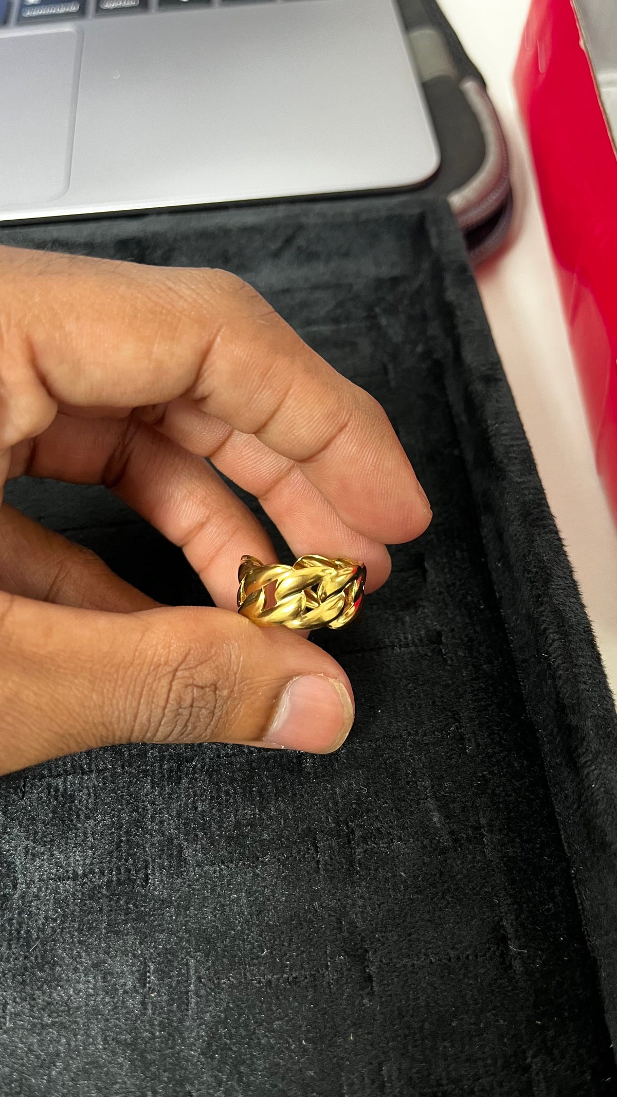 Gold-Tone Cuban Link Ring