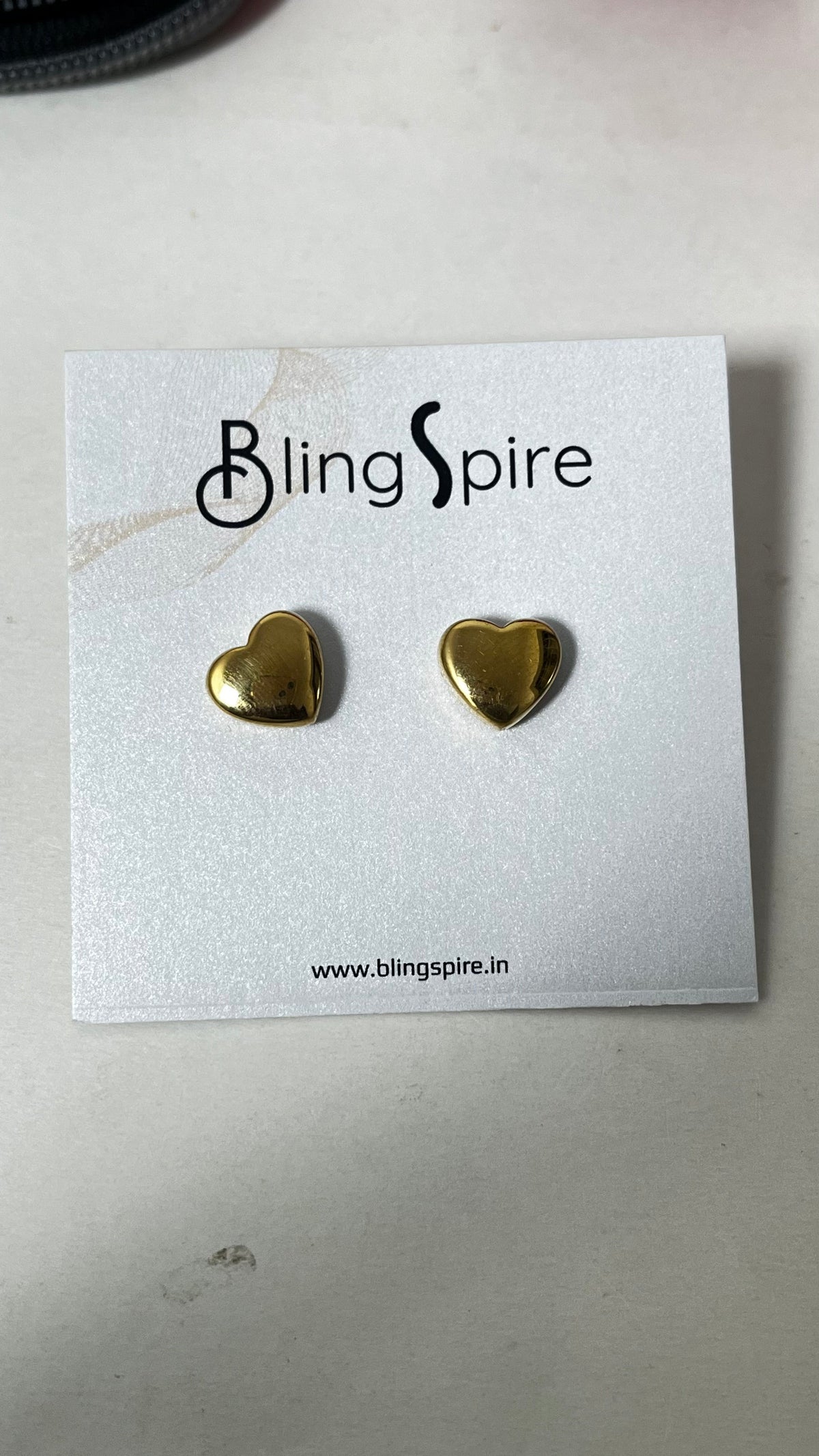 Heartfelt Delicacy: Gold-Tone Heart Studs