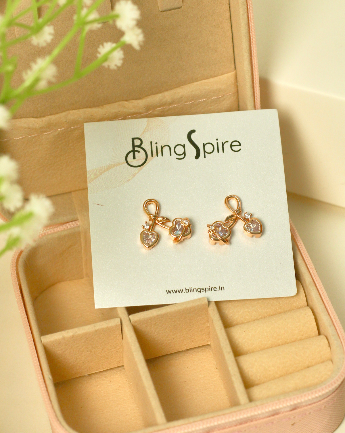 Heart Fruit Rose Gold Studs