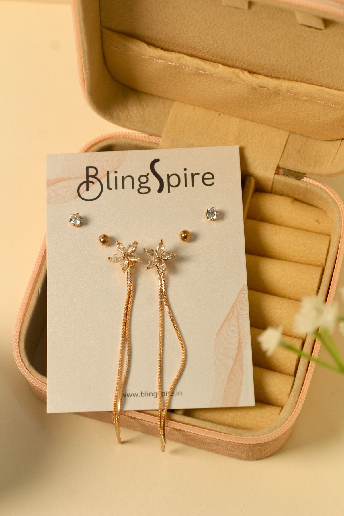 Ethereal Blossom Dangle Earrings Set by BlingSpire