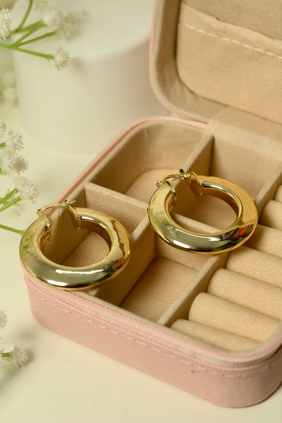 Thick Golden Hanging Hoops