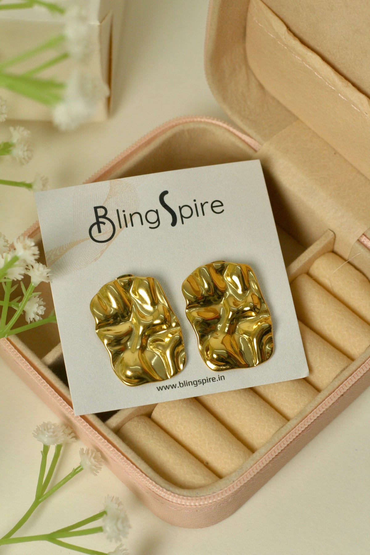 Golden Cascade Statement Earrings