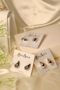 Lustrous Teardrop Metallic Stud Earrings