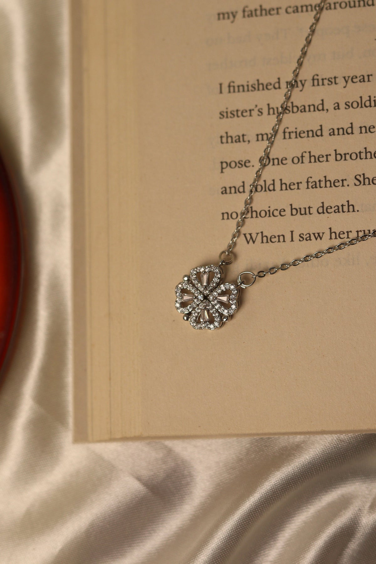 Silver Magnetic Heart Pendant Necklace
